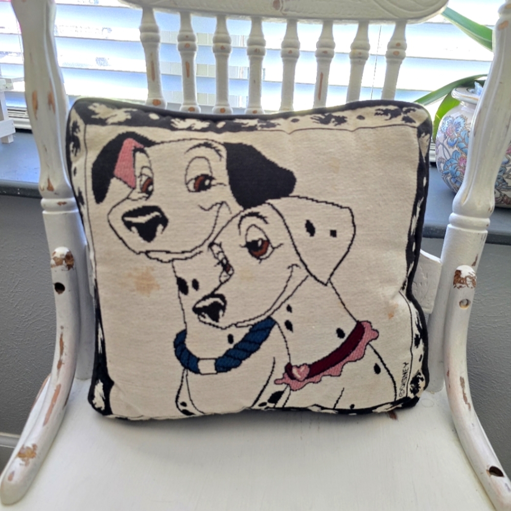 Dalmatian Dog Pillow with Blue and Pink Accents - Picture 1 of 4